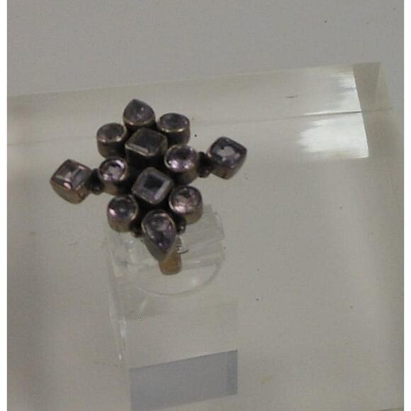 Handcrafted Sterling Silver Ring Vintage Natural Amethyst Size 6 Unique Design - Picture 9 of 9